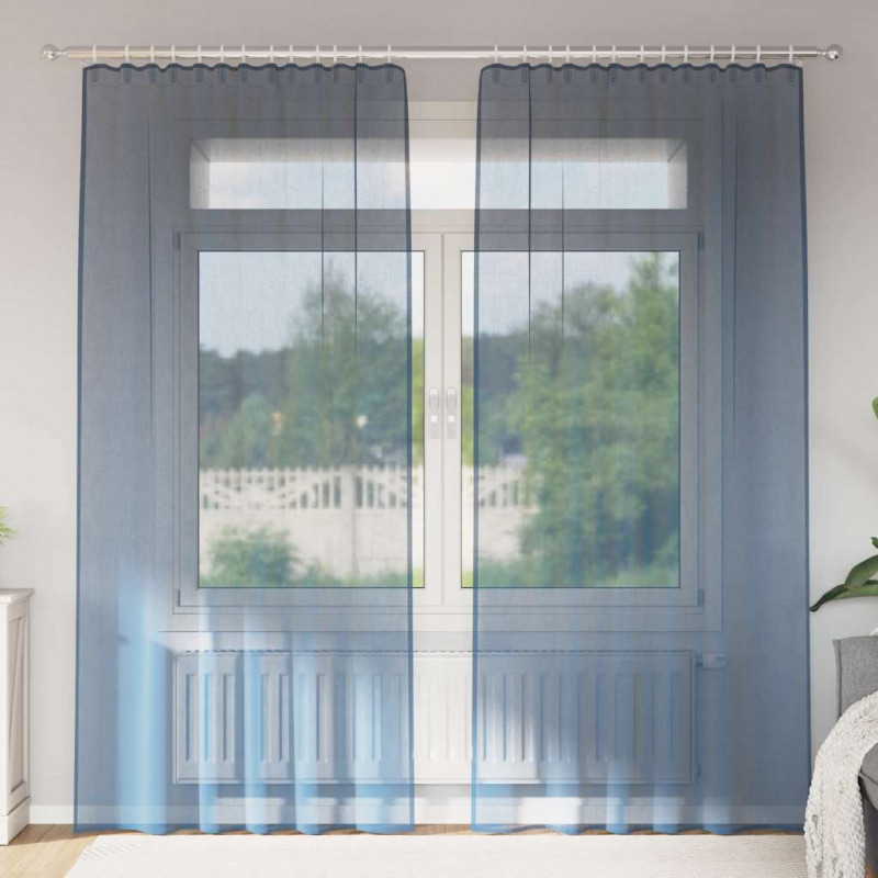 Zasłony woalowe z kieszeniami na drążek 2 szt. Royal Blue
