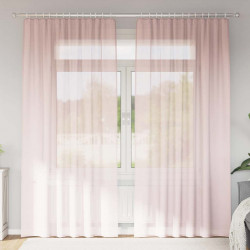 Zasłony woalowe z kieszeniami na drążek 2 szt. Jasnoróżowe