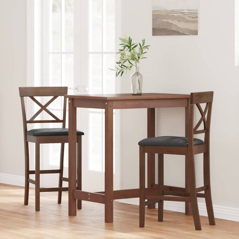 Hokery barowe z poduszkami 2 szt. Brązowe lite drewno gumowe