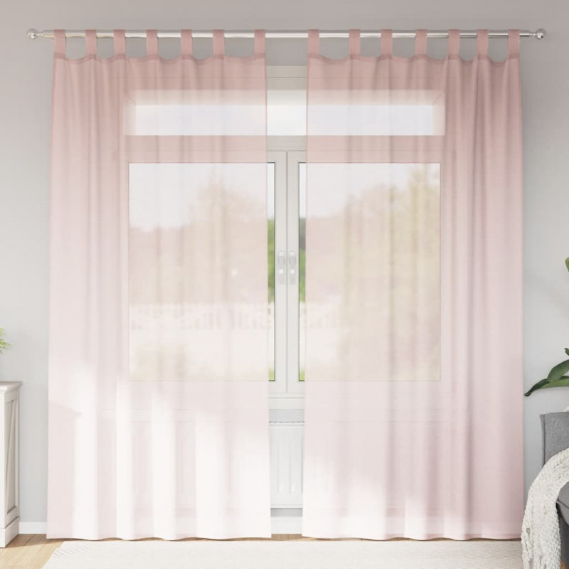 Zasłony woalowe z pętelkami 2 szt. Jasnoróżowe 140x225 cm
