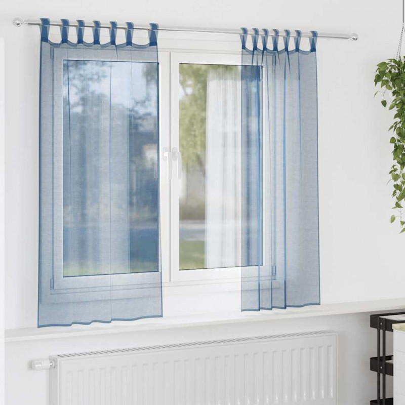 Zasłony woalowe z pętelkami 2 szt. Royal Blue 140x140 cm