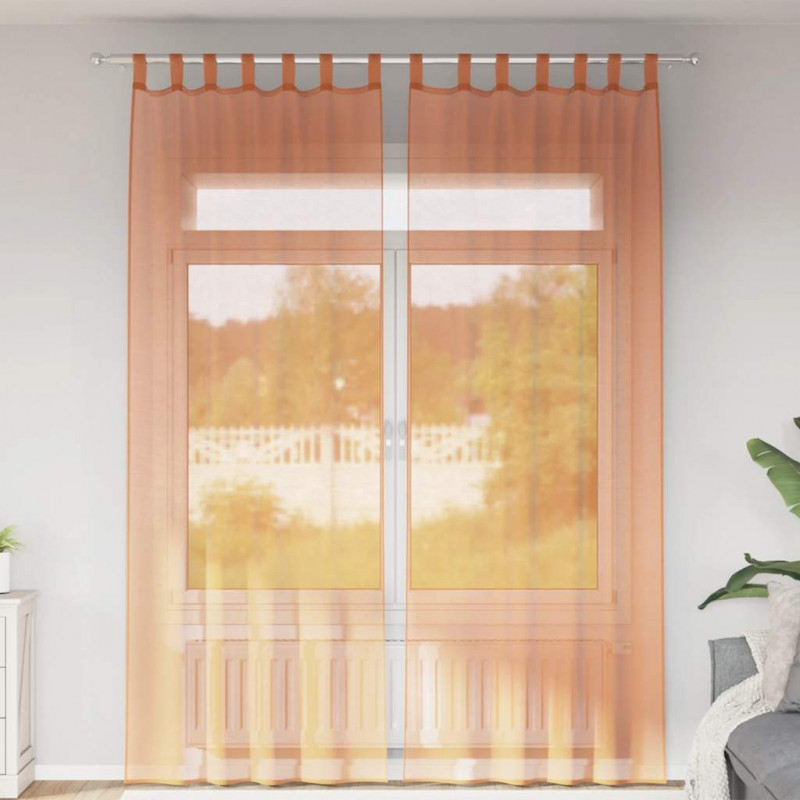 Zasłony woalowe z pętelkami 2 szt. Terakota 140x260 cm