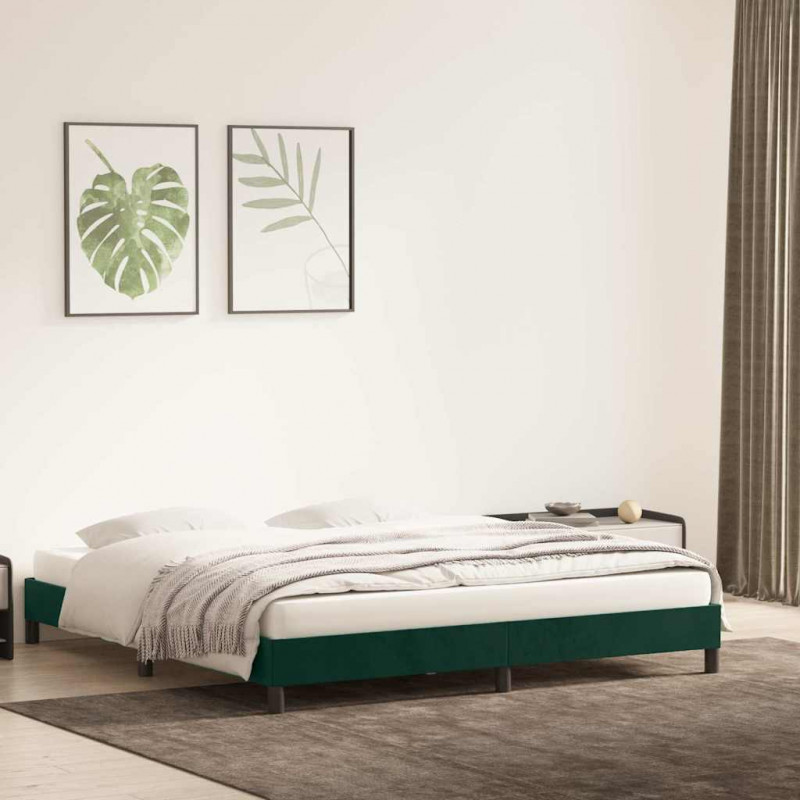 Rama łóżka bez materaca Ciemnozielona 200x220 cm Aksamit