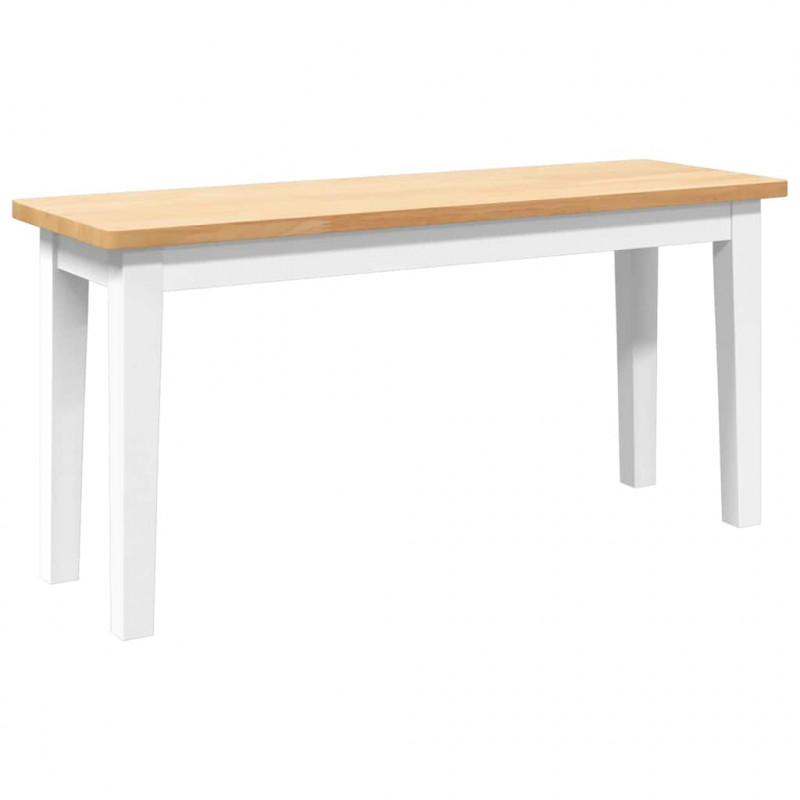 Ławka 90 cm Biała lite drewno guma