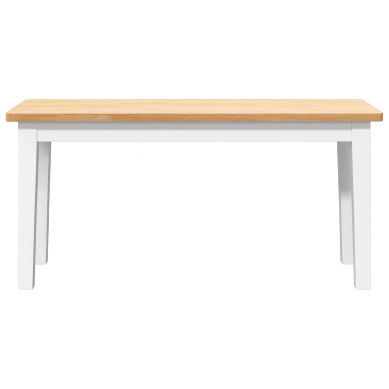 Ławka 90 cm Biała lite drewno guma