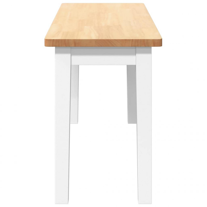 Ławka 90 cm Biała lite drewno guma