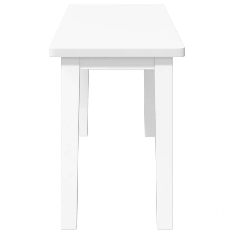 Ławka 90 cm Biała lite drewno guma
