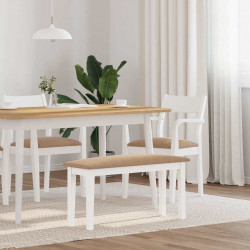 Ławka 90 cm Biała lite drewno guma