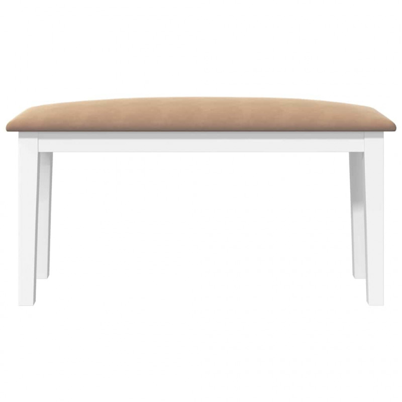 Ławka 90 cm Biała lite drewno guma