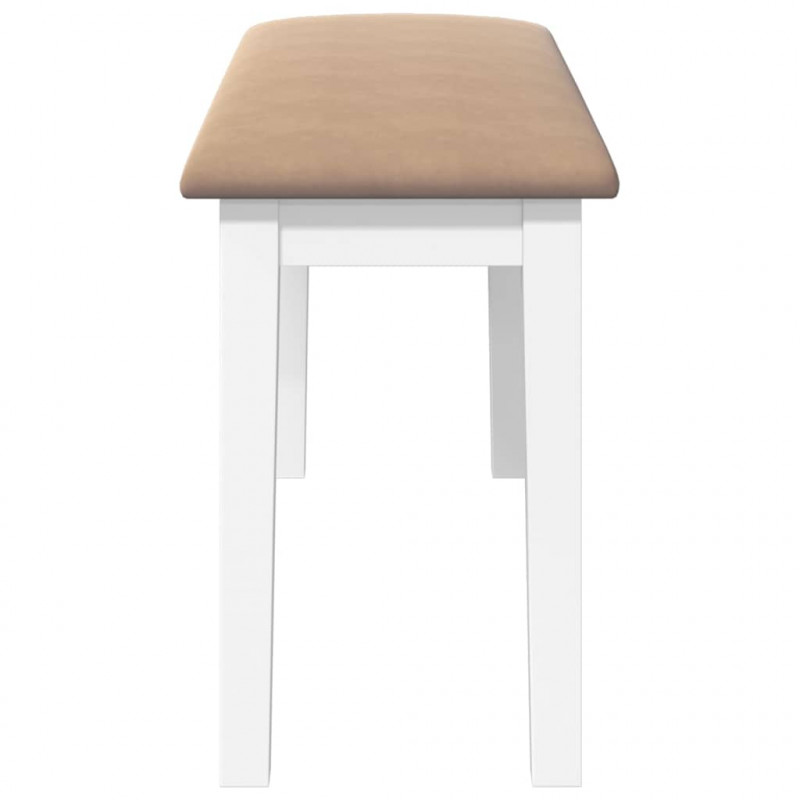 Ławka 90 cm Biała lite drewno guma