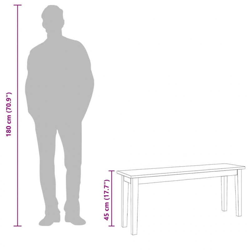 Ławka 110 cm Drewno lite Guma