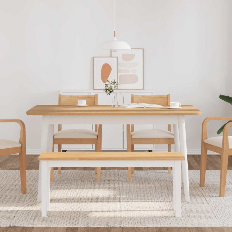 Ławka 110 cm Biała lite drewno guma