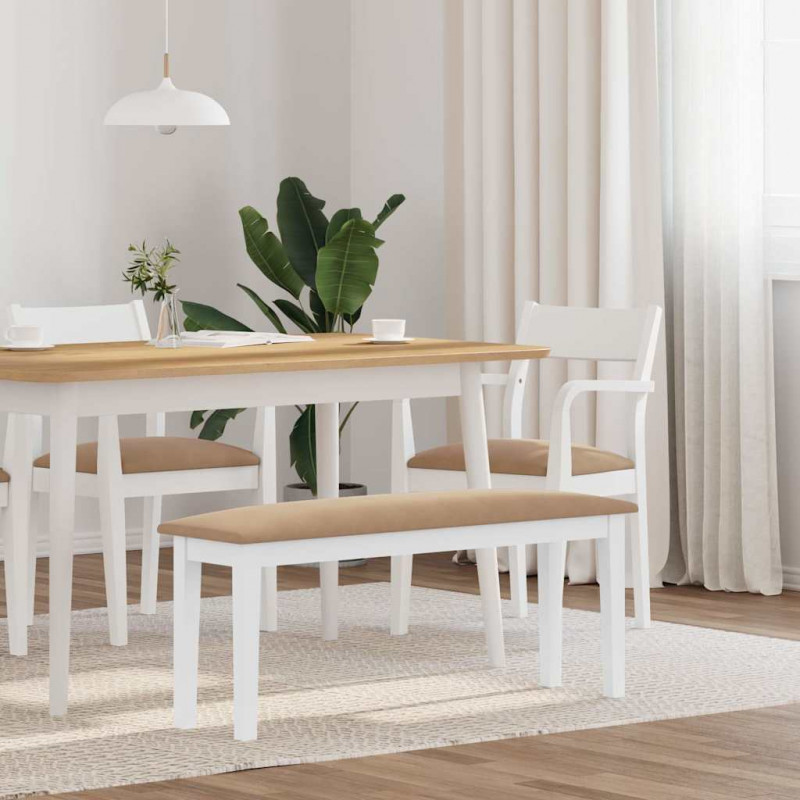 Ławka 110 cm Biała lite drewno guma