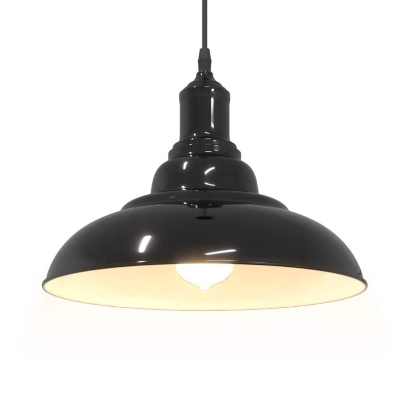 Lampa wisząca z regulacją wysokości E27 połysk czarny metal