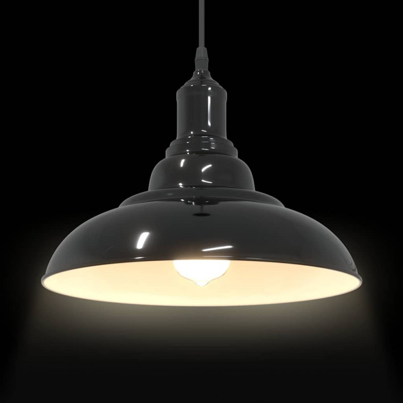 Lampa wisząca z regulacją wysokości E27 połysk czarny metal