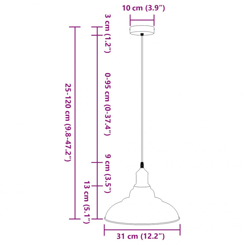 Lampa wisząca z regulacją wysokości E27 połysk czerwony metal