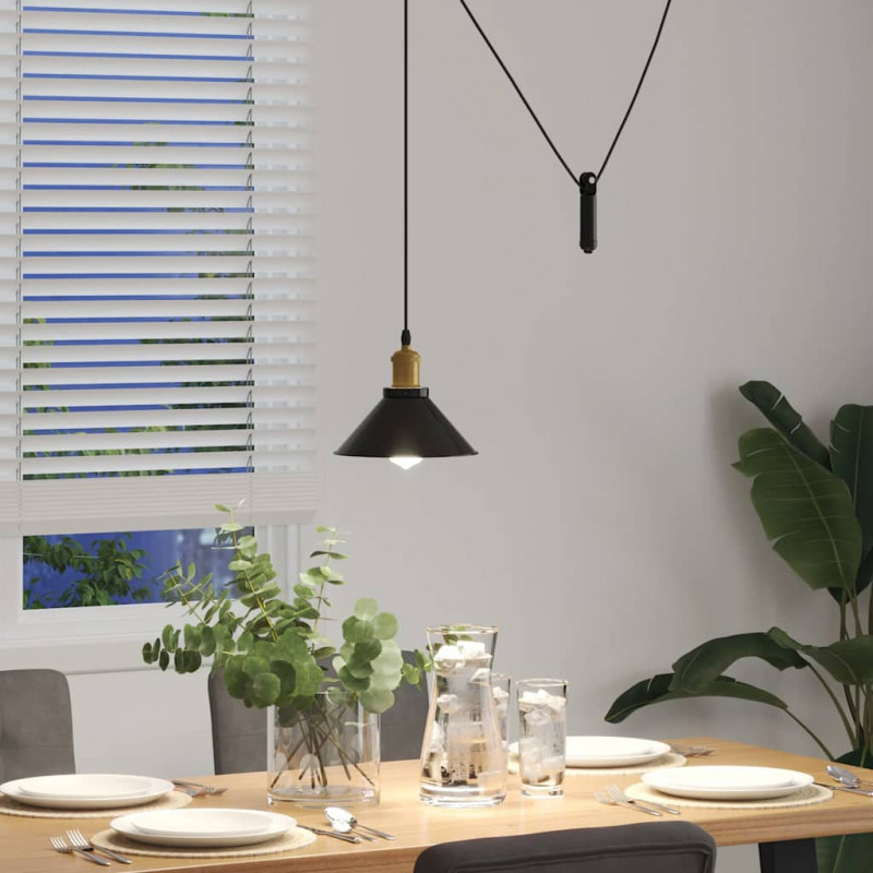 Lampa wisząca z regulacją wysokości E27 połysk czarny metal