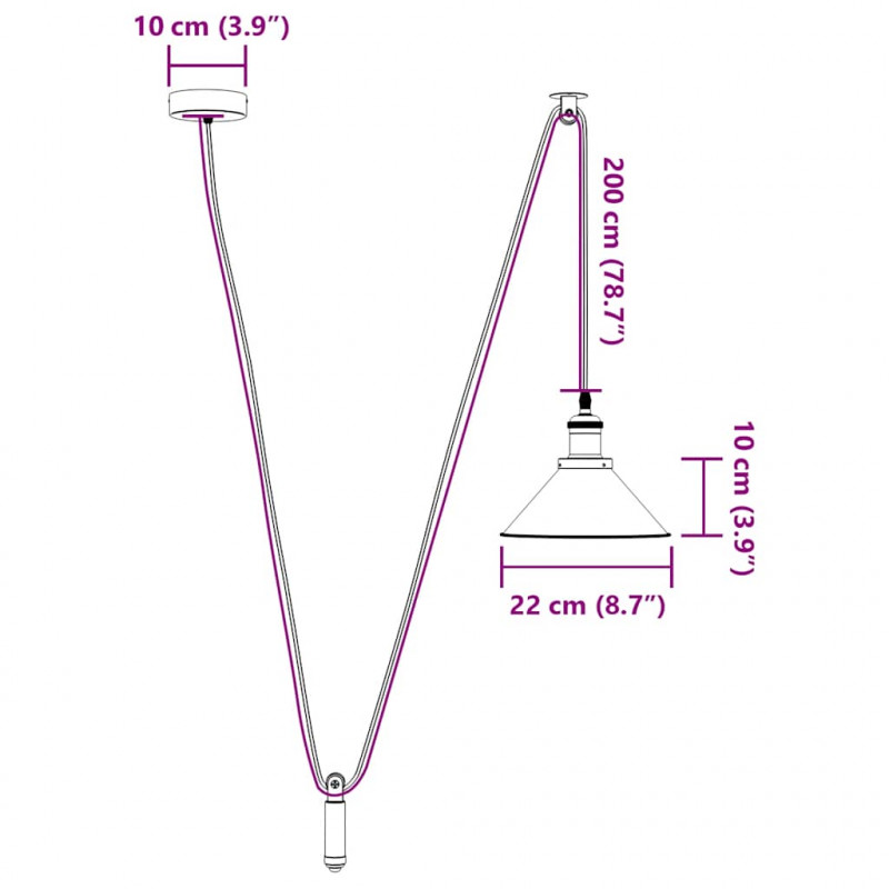 Lampa wisząca z regulacją wysokości E27 połysk czarny metal