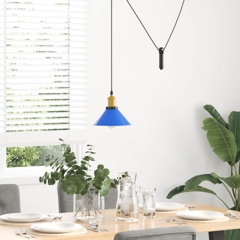 Lampa wisząca z regulacją wysokości E27 połysk ciemnoniebieski