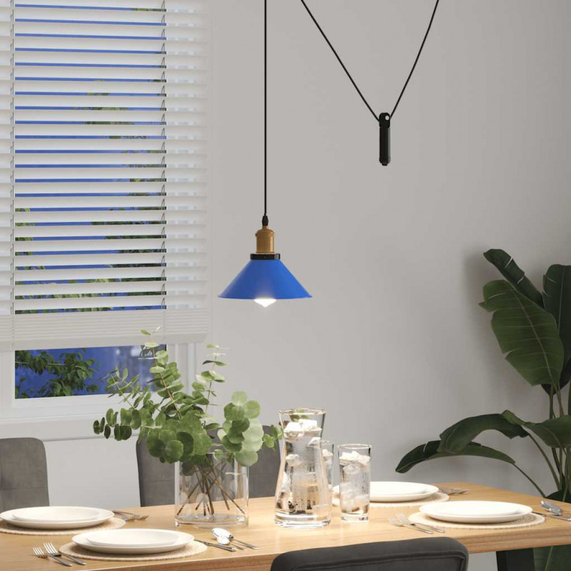 Lampa wisząca z regulacją wysokości E27 połysk ciemnoniebieski