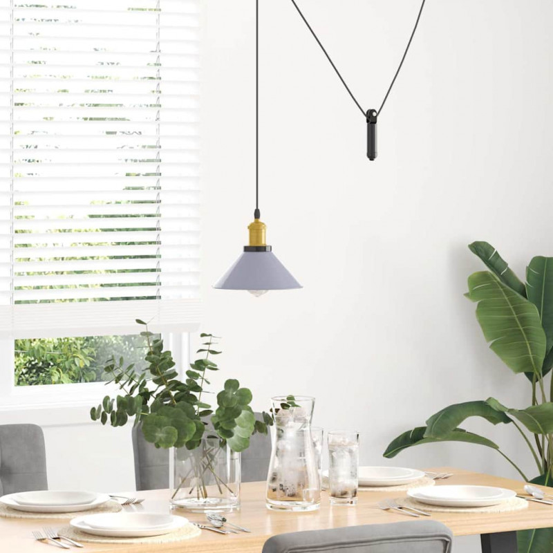 Lampa wisząca z regulacją wysokości E27 połysk szary