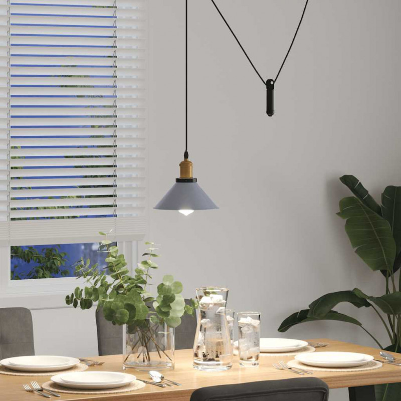 Lampa wisząca z regulacją wysokości E27 połysk szary