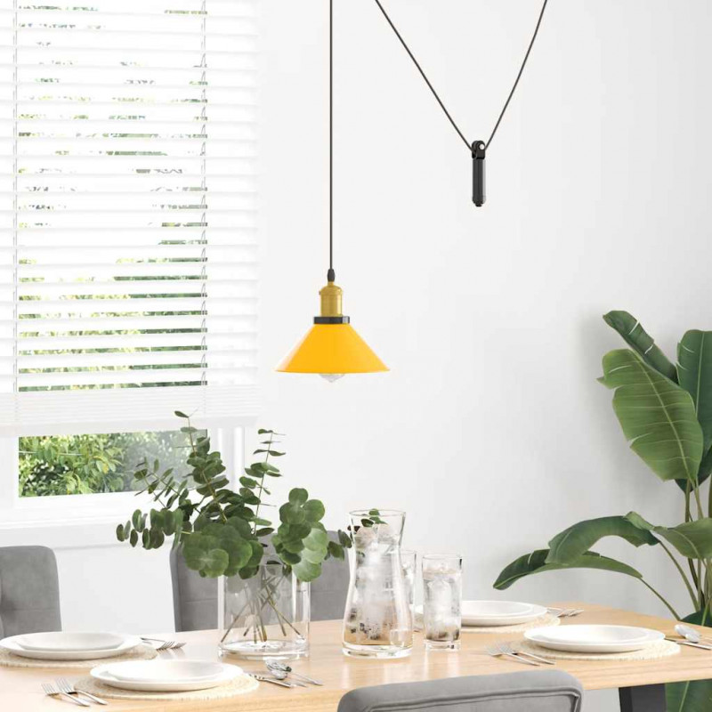 Lampa wisząca z regulacją wysokości E27 połysk żółty