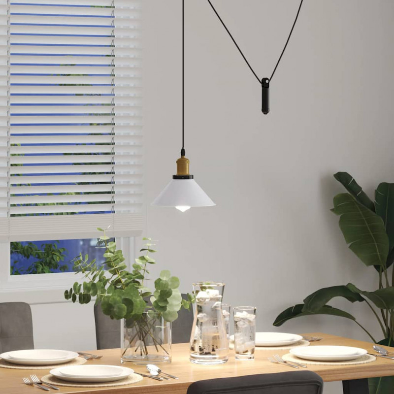 Lampa wisząca z regulacją wysokości E27 połysk biały