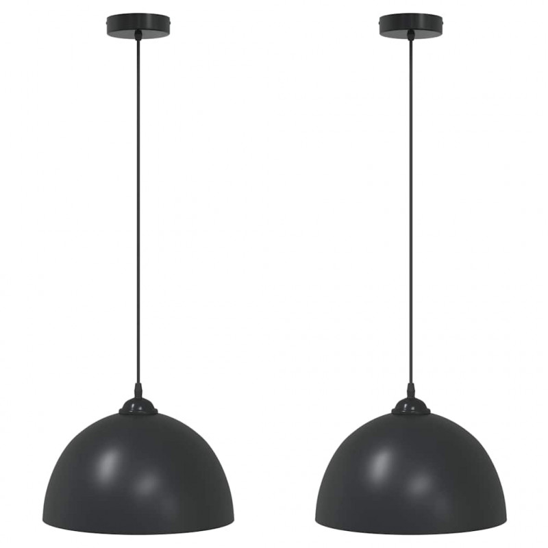 Lampy wiszące 2 szt. Regulowana wysokość E27 Czarny Metal