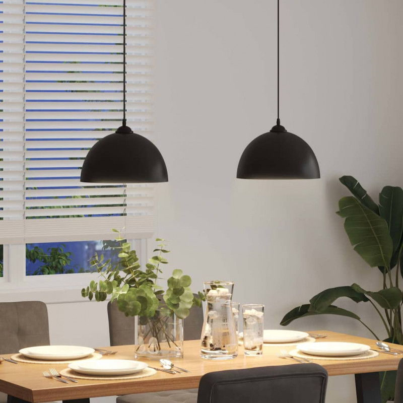 Lampy wiszące 2 szt. Regulowana wysokość E27 Czarny Metal