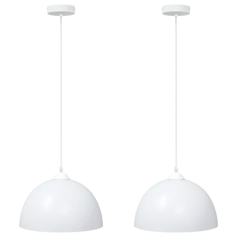 Lampy wiszące 2 szt. Regulowana wysokość E27 Biały Ø30 cm Metal