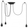 Lampa wisząca z 3 uchwytami na żarówki E27 Czarny metal