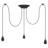 Lampa wisząca z 3 uchwytami na żarówki E27 Czarny metal
