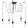 Lampa wisząca z 5 uchwytami na żarówki E27 Czarny metal