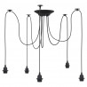 Lampa wisząca z 5 uchwytami na żarówki E27 Czarny metal
