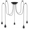Lampa wisząca z 5 uchwytami na żarówki E27 Czarny metal
