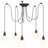 Lampa wisząca z 5 uchwytami na żarówki E27 Czarny metal