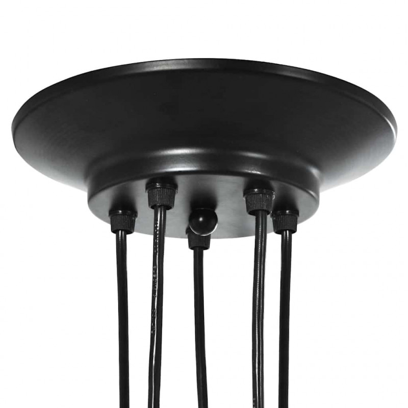 Lampa wisząca z 5 uchwytami na żarówki E27 Czarny metal