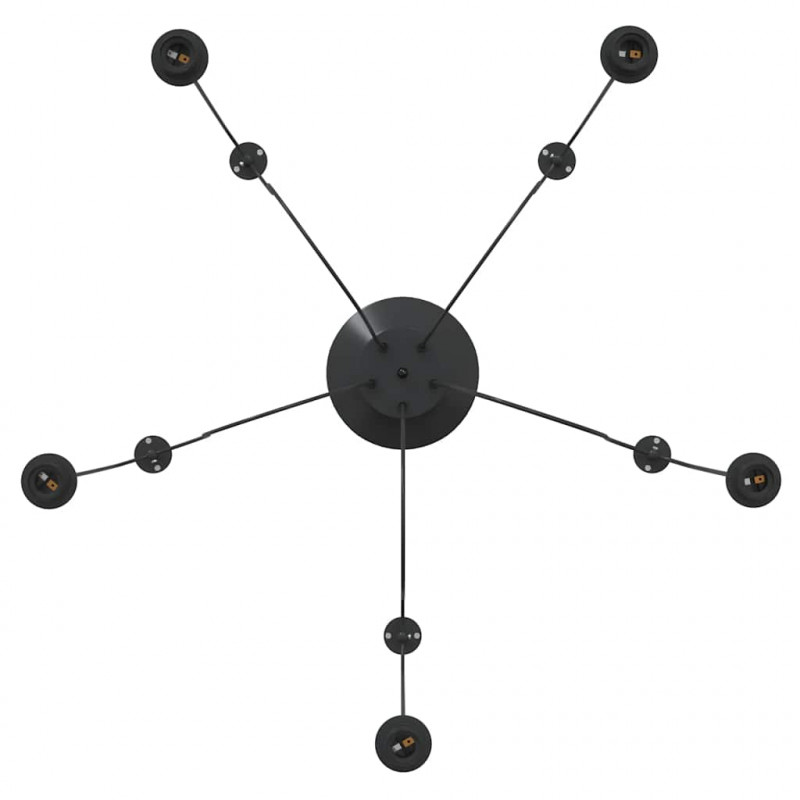 Lampa wisząca z 5 uchwytami na żarówki E27 Czarny metal