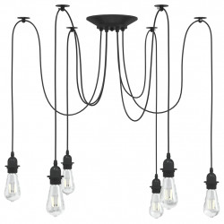 Lampa wisząca z 6 uchwytami na żarówki E27 Czarny metal