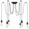 Lampa wisząca z 6 uchwytami na żarówki E27 Czarny metal