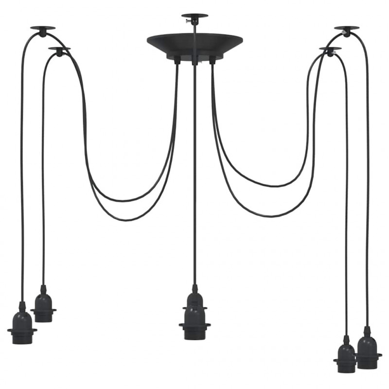 Lampa wisząca z 6 uchwytami na żarówki E27 Czarny metal