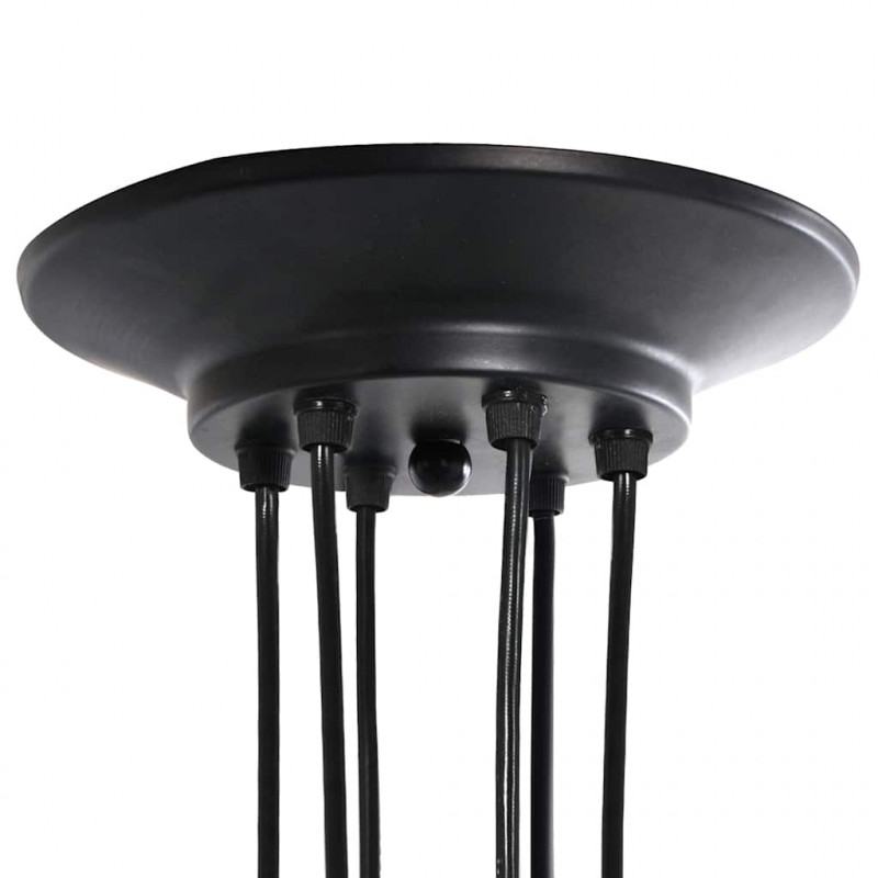 Lampa wisząca z 6 uchwytami na żarówki E27 Czarny metal