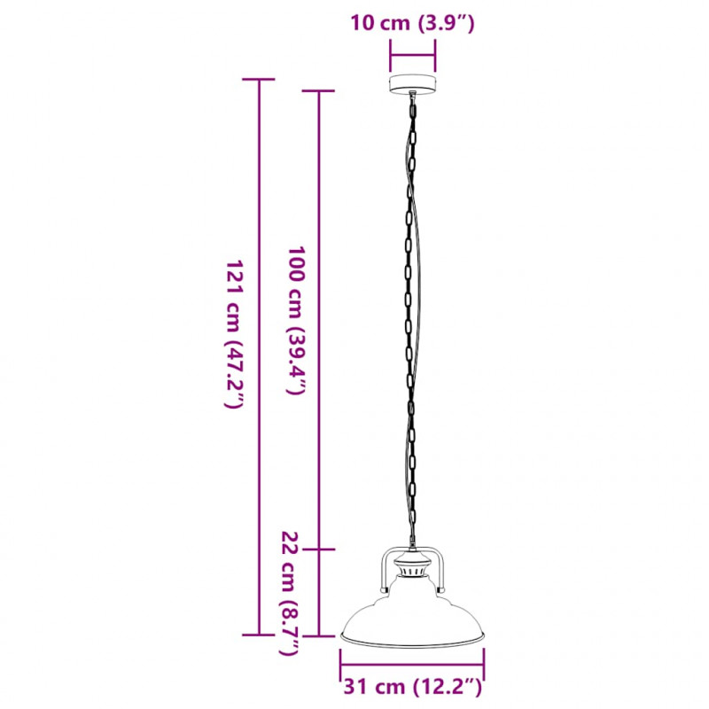 Lampa wisząca E27 Czarna Ø 31 cm Żelazo