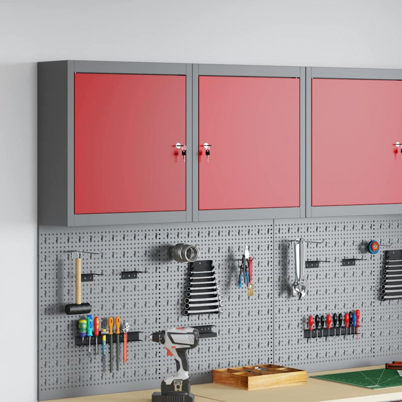 Szafka na narzędzia z półką Czerwony i Szary 50 x 20 x 55 cm