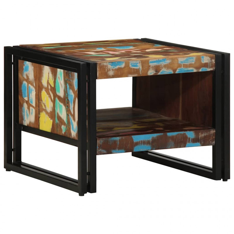 Stolik kawowy wielokolorowy 50x50x38 cm lite drewno odzyskane