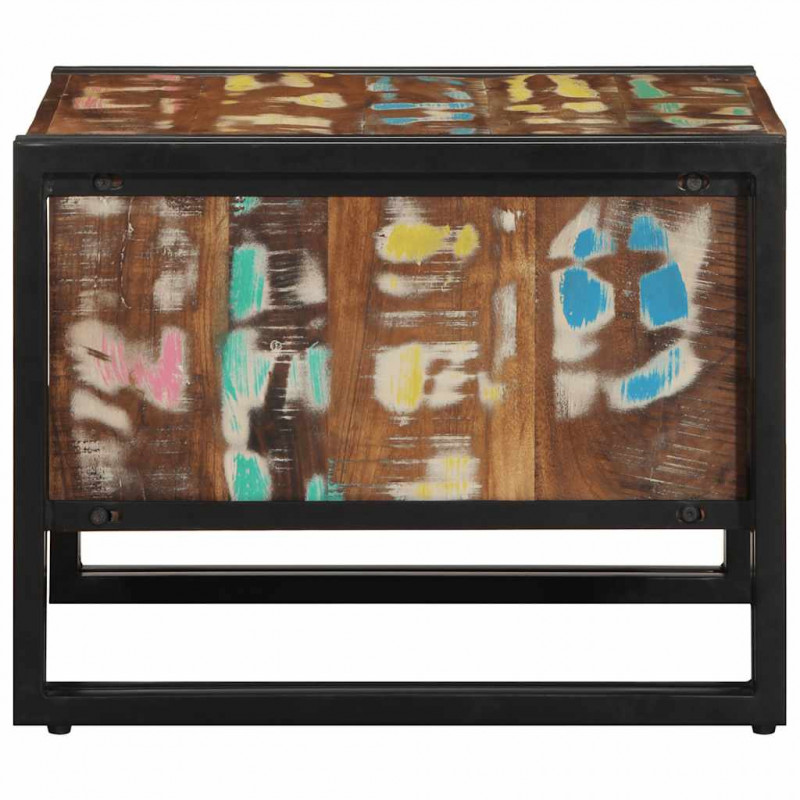 Stolik kawowy wielokolorowy 50x50x38 cm lite drewno odzyskane