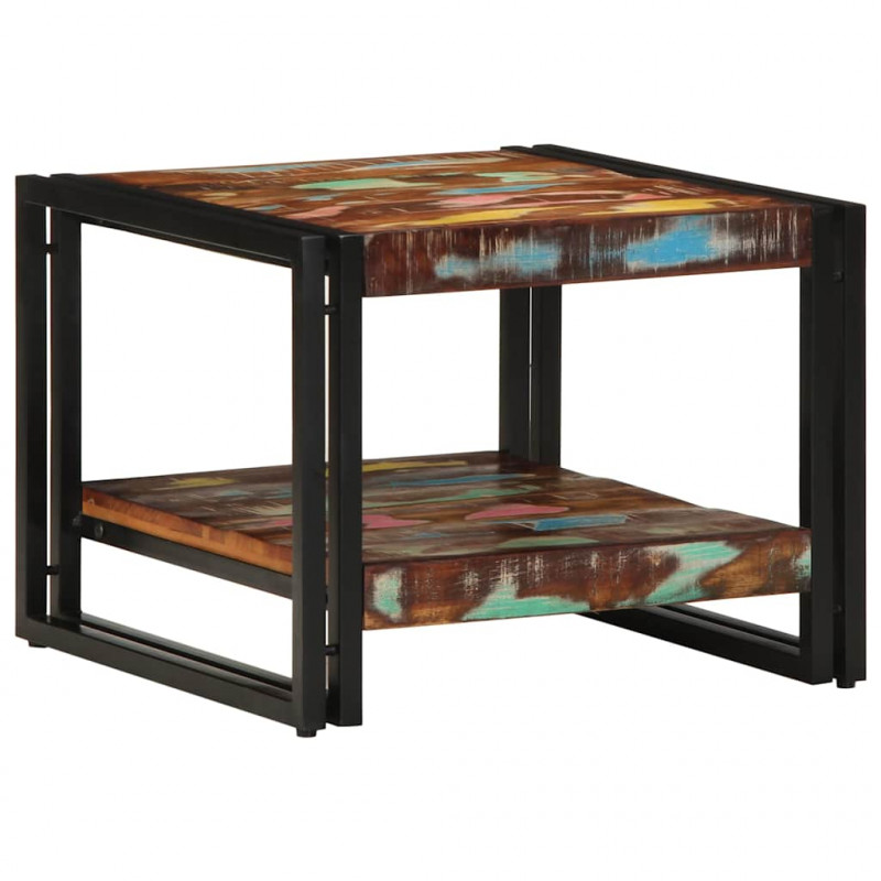 Stolik kawowy wielokolorowy 50x50x38 cm lite drewno odzyskane
