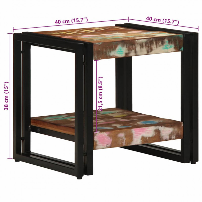 Stolik kawowy 40 x 40 x 38 cm Lite Drewno Recyklingowe