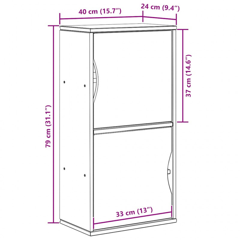 Szafka boczna "ODDA" 40x24x79 cm Drewno lite sosnowe